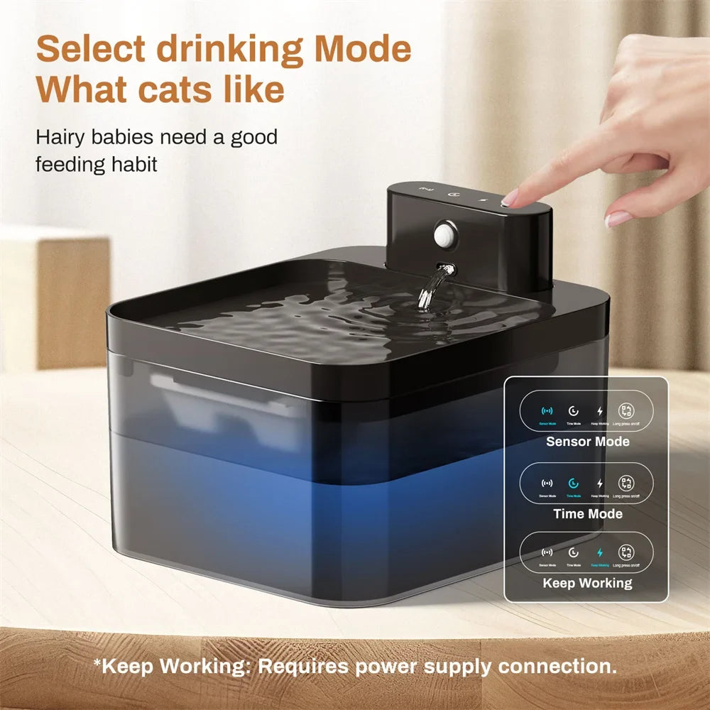 Smart Cat Water Fountain – 2.2L Wireless Charging with Motion Sensor & Filter | Automatic Pet Water Dispenser for Cats & Dogs