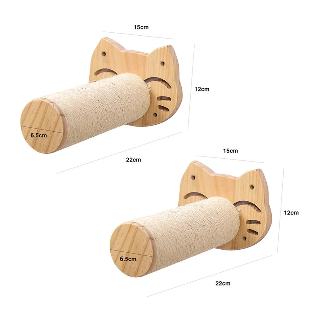 Cat Wall Shelf & Climbing Ladder – Scratching Post, Perch & Hammock Set