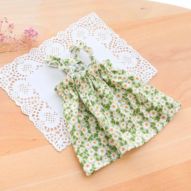 Floral Cat Suspender Skirt – Summer Cotton Pet Princess Dress for Sphynx, Kittens & Small Dogs | XS–XL