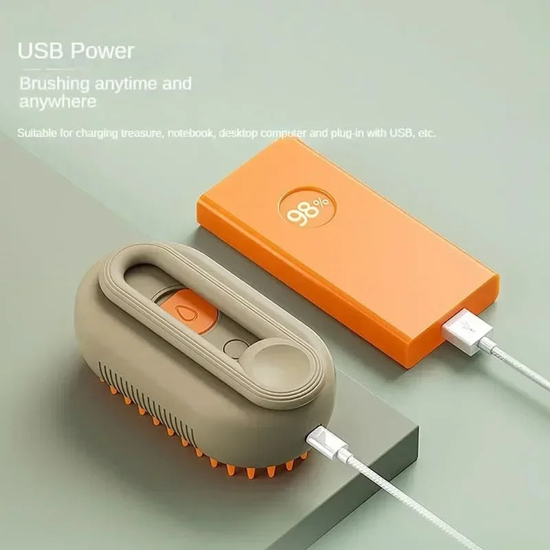 3-in-1 Electric Steam Pet Grooming Brush – Spray, Massage & Deshedding for Dogs & Cats
