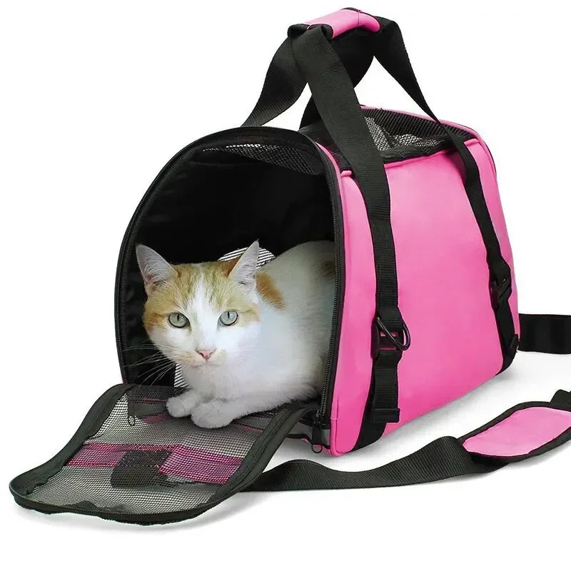Foldable Pet Carrier Bag – Breathable Mesh Travel Bag for Cats & Dogs