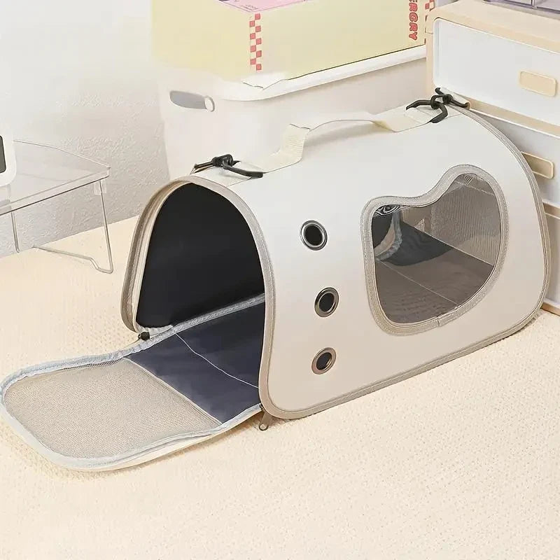 Foldable Pet Carrier Bag – Breathable Oxford Shoulder Bag for Cats & Small Dogs