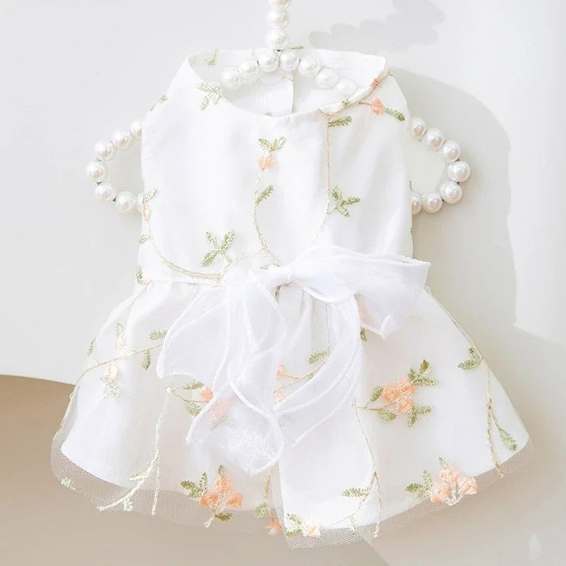 Dog Princess Dress – Cute Mesh Bow Lace Summer Pet Skirt for Small Dogs & Cats | Chihuahua Poodle Puppy Clothes