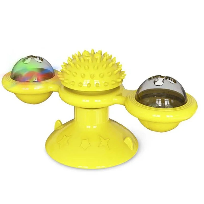 Interactive Windmill Cat Toy – Turntable Puzzle Toy with Light-Up Ball for Kittens & Cats