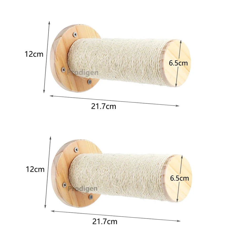 Cat Wall Shelf & Climbing Ladder – Scratching Post, Perch & Hammock Set