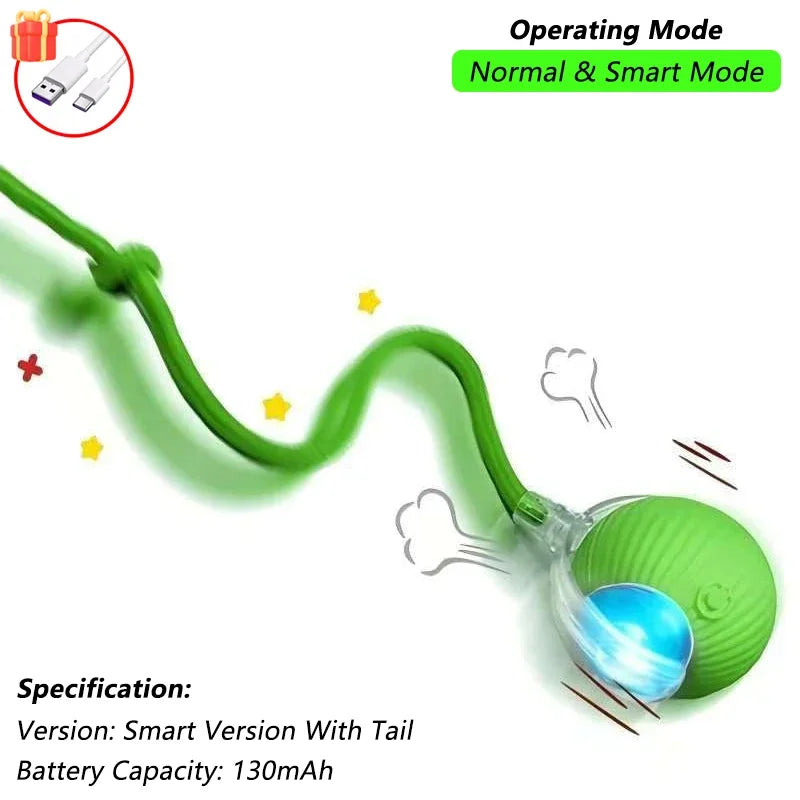 Smart Interactive Cat Ball Toy – Auto-Rolling with Tail, 3 Play Modes, Rechargeable | New Version
