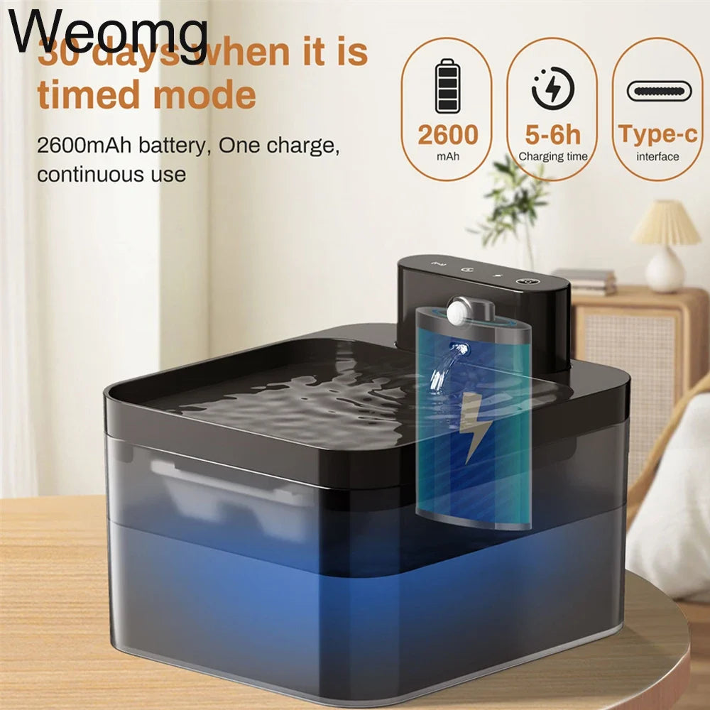 Smart Cat Water Fountain – 2.2L Wireless Charging with Motion Sensor & Filter | Automatic Pet Water Dispenser for Cats & Dogs