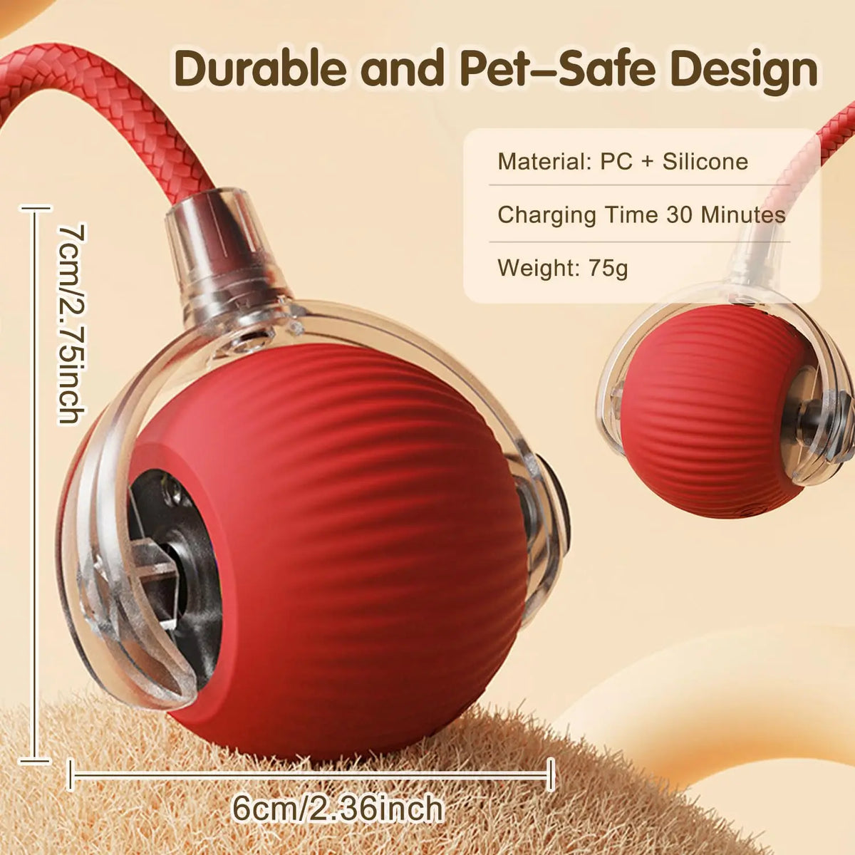Smart Interactive Cat Ball Toy – Auto-Rolling with Tail, 3 Play Modes, Rechargeable | New Version