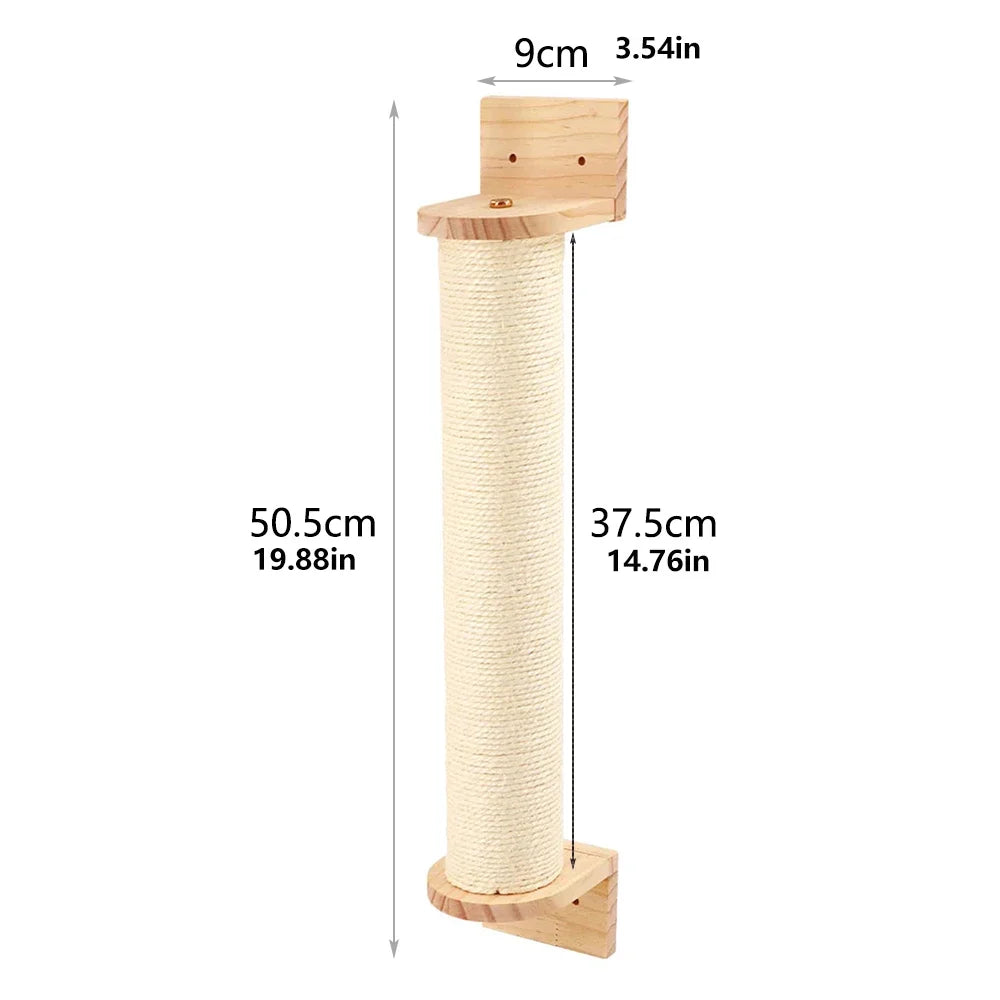 Cat Wall Shelf & Climbing Ladder – Scratching Post, Perch & Hammock Set