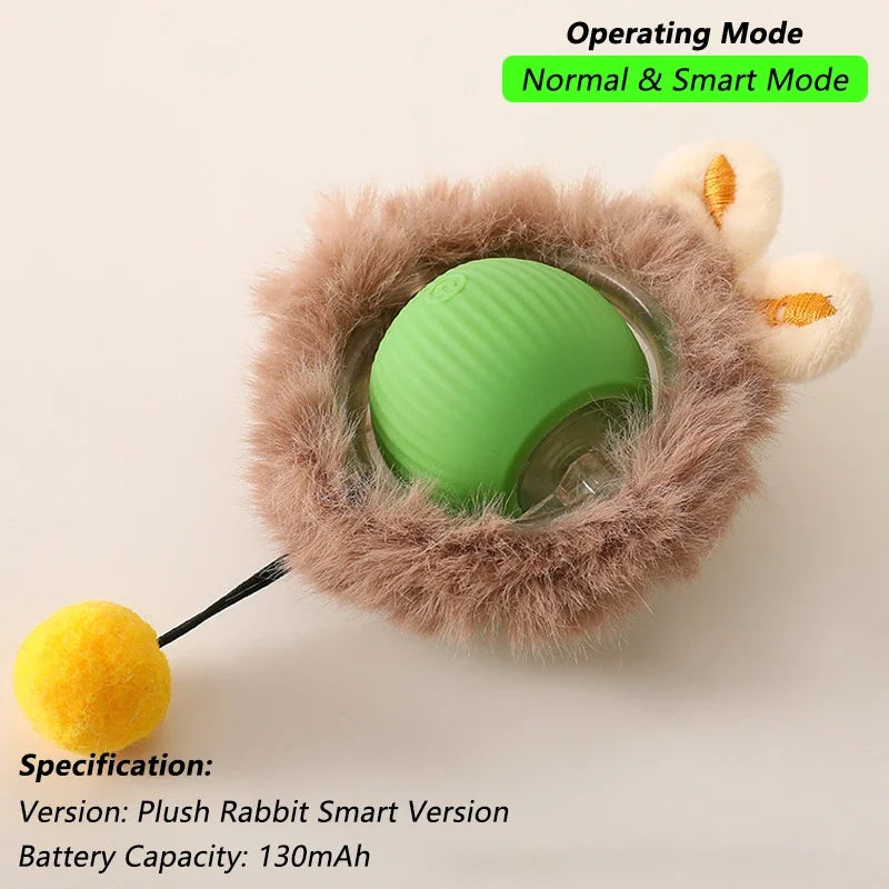 Smart Interactive Cat Ball Toy – Auto-Rolling with Tail, 3 Play Modes, Rechargeable | New Version