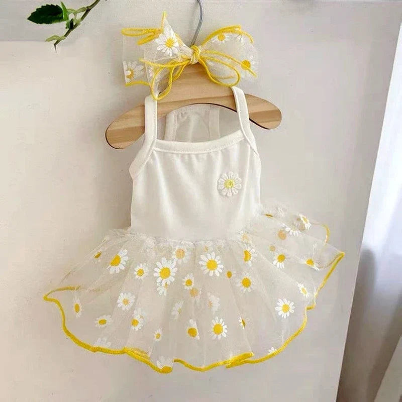 Dog Princess Dress – Cute Mesh Bow Lace Summer Pet Skirt for Small Dogs & Cats | Chihuahua Poodle Puppy Clothes