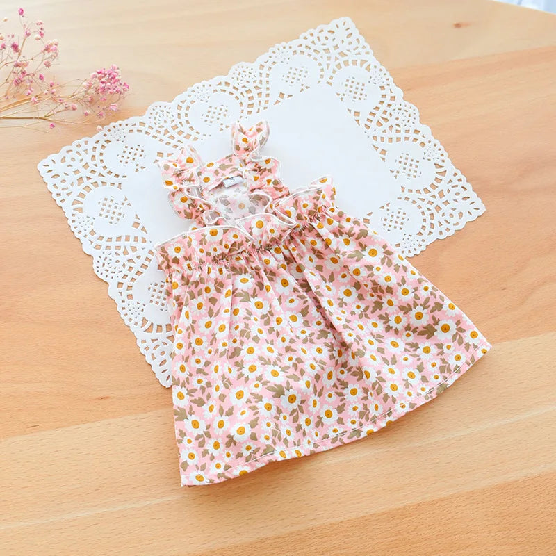 Floral Cat Suspender Skirt – Summer Cotton Pet Princess Dress for Sphynx, Kittens & Small Dogs | XS–XL