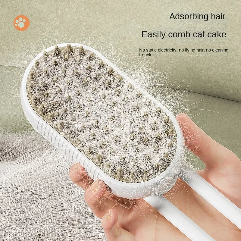 3-in-1 Electric Steam Pet Grooming Brush – Spray, Massage & Deshedding for Dogs & Cats