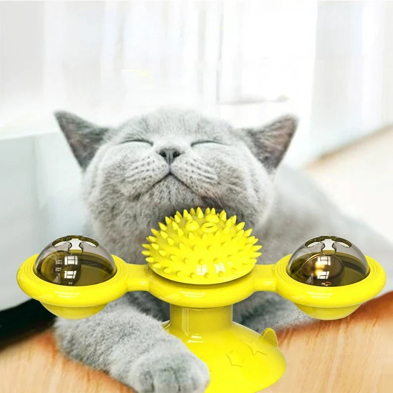 Interactive Windmill Cat Toy – Turntable Puzzle Toy with Light-Up Ball for Kittens & Cats