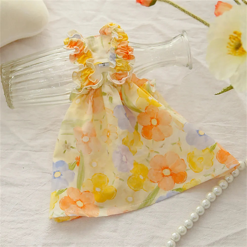 Floral Cat Suspender Skirt – Summer Cotton Pet Princess Dress for Sphynx, Kittens & Small Dogs | XS–XL