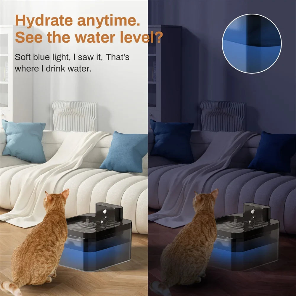 Smart Cat Water Fountain – 2.2L Wireless Charging with Motion Sensor & Filter | Automatic Pet Water Dispenser for Cats & Dogs