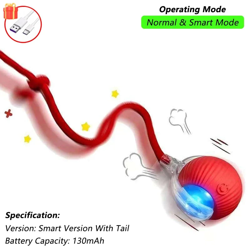 Smart Interactive Cat Ball Toy – Auto-Rolling with Tail, 3 Play Modes, Rechargeable | New Version