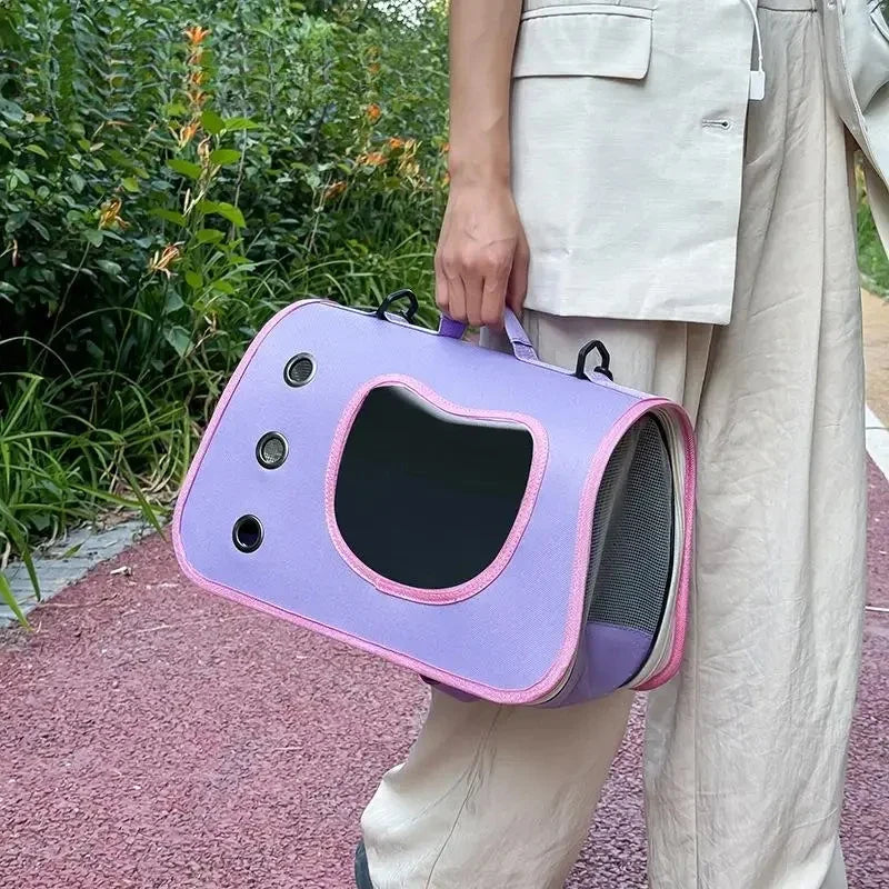Foldable Pet Carrier Bag – Breathable Oxford Shoulder Bag for Cats & Small Dogs