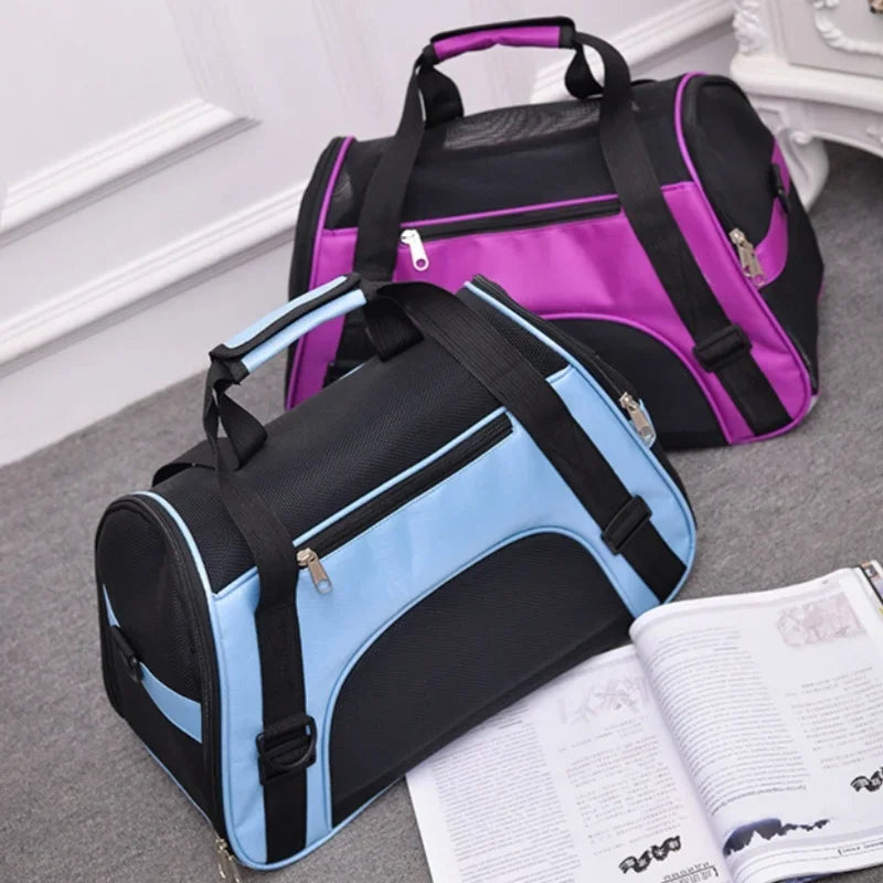 Foldable Pet Carrier Bag – Breathable Mesh Travel Bag for Cats & Dogs