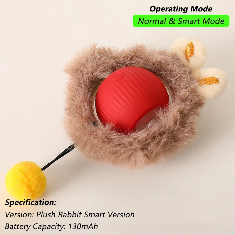 Smart Interactive Cat Ball Toy – Auto-Rolling with Tail, 3 Play Modes, Rechargeable | New Version